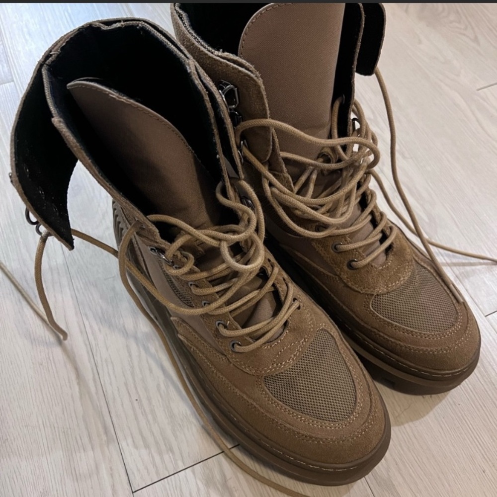 Zara Laced Split Leather Low Heel Ankle Boots